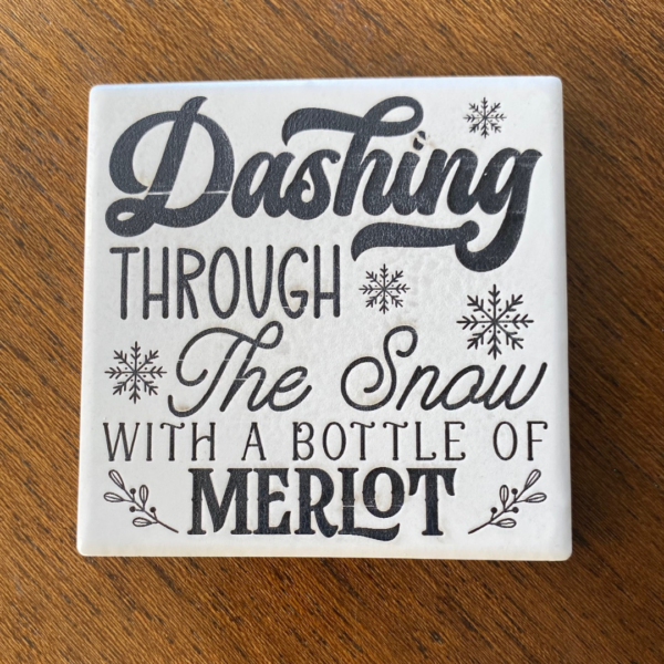 Dashing with Merlot Ceramic Coaster