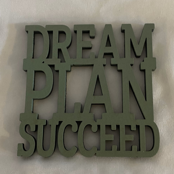 Dream Plan Succeed Painted Plywood Coaster ~ Customizable