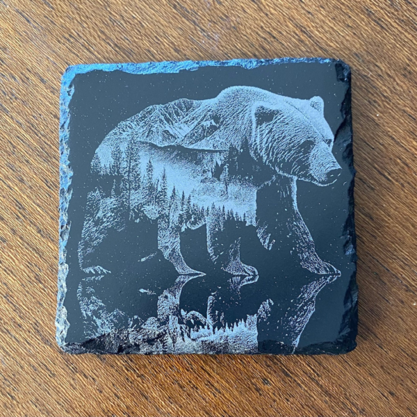 Rustic Bear Slate Coaster