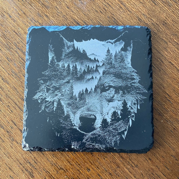 Lone Wolf Slate Coaster